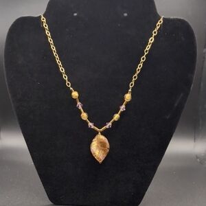 Handcrafted Artisan Glass Bead Necklace 20 Inch Length